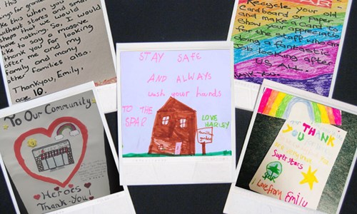 The handwritten notes, cards and letters from children keeping front line workers going