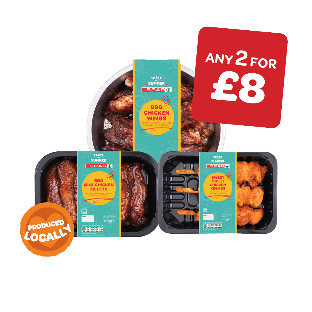 Taste Of Summer Honey & Sweet Chilli / Salt & Chilli Kebab / BBQ Mini Chicken Fillets / Salt & Chilli Pork Belly Slices / BBQ Pork Belly Slices