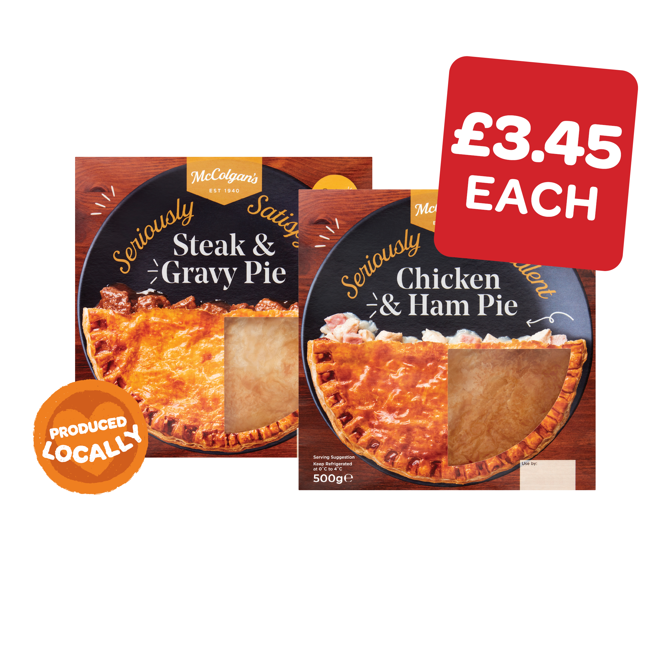 McColgans Mince & Onion / Chicken & Ham / Steak & Gravy Pies