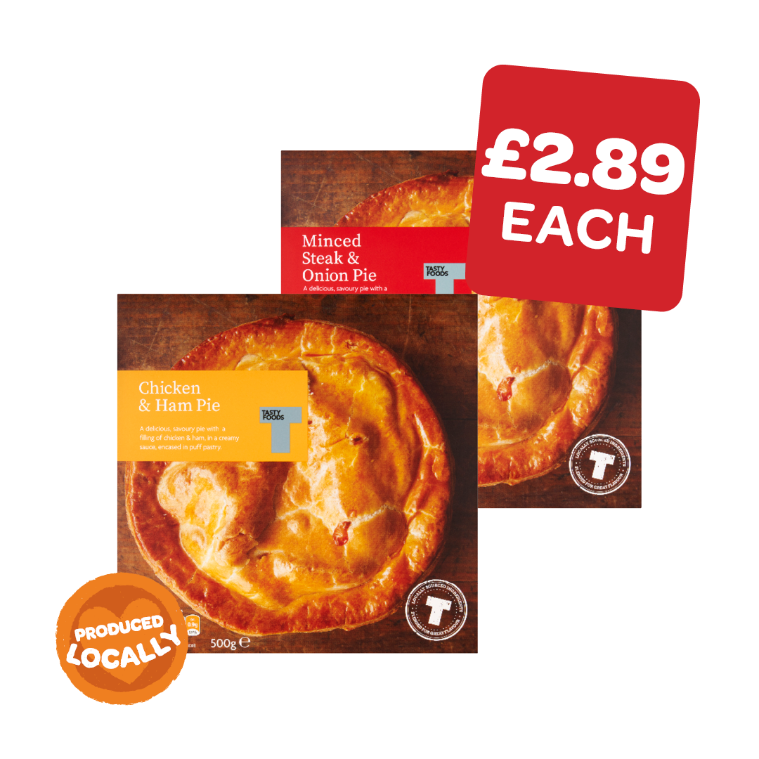 Tasty Foods Mince & Onion / Chicken & Ham Pie
