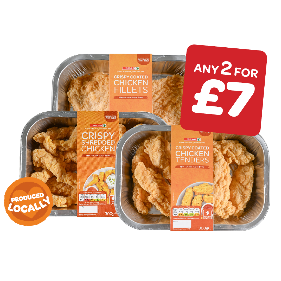 SPAR Crispy Chicken Fillets / S/Fried Chicken Fillets / Crispy Chicken Tenders / Crispy Shredded Chicken / Hot & Spicy Chicken Tenders