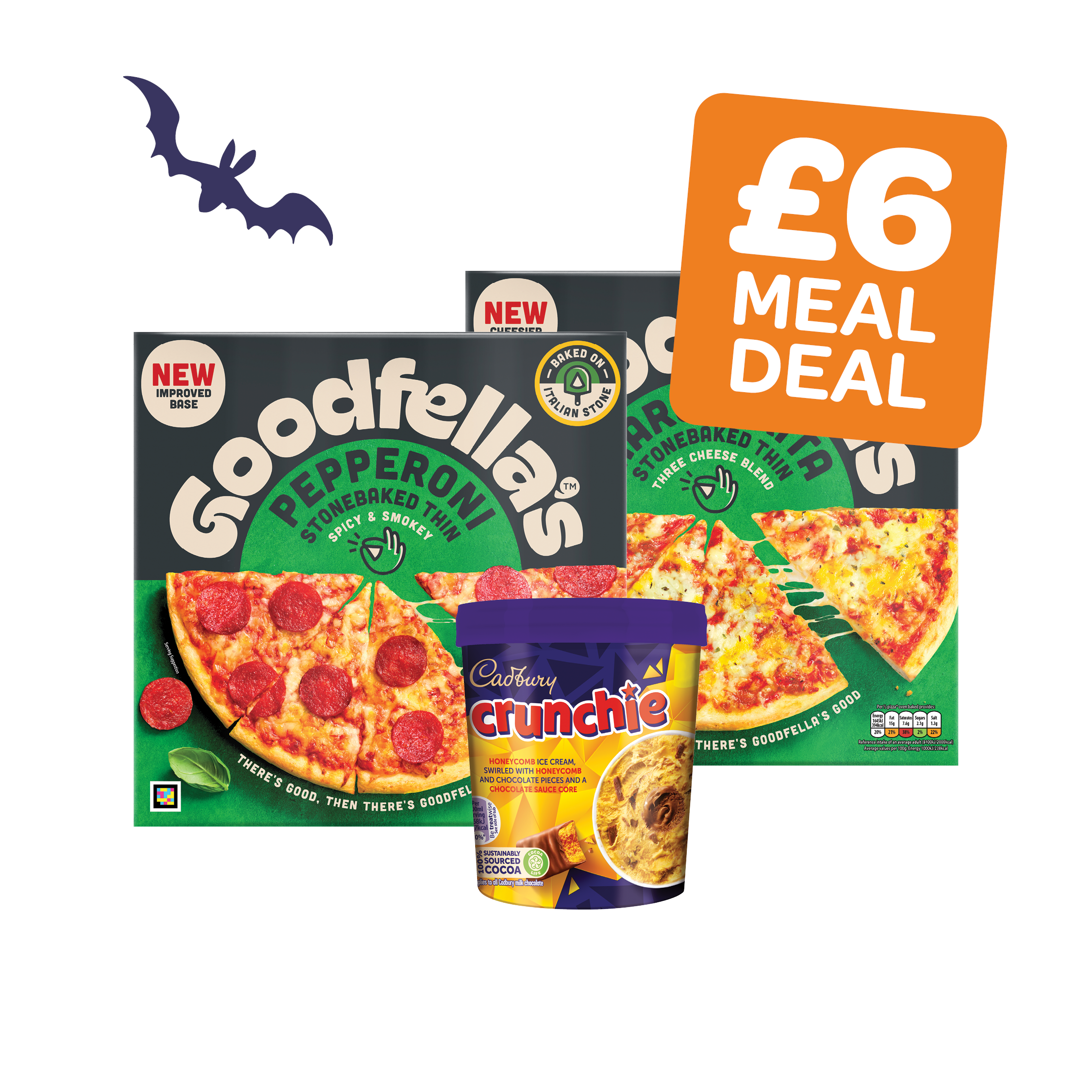 Goodfellas Thin Pizza / Cadbury Ice Cream Tub