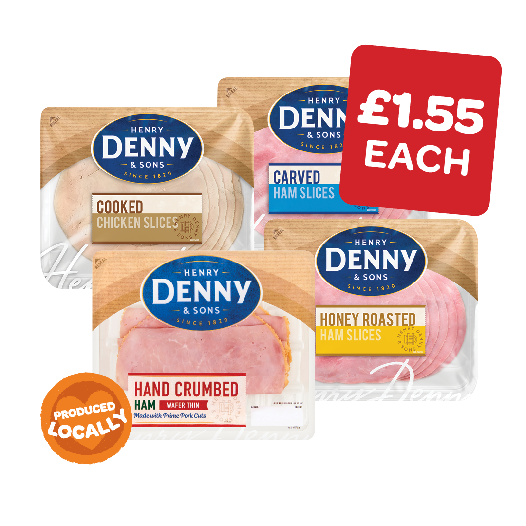 Denny Crumbed / Carved / Wafer Thin /  Honey Roast Cooked Ham / Cooked Chicken